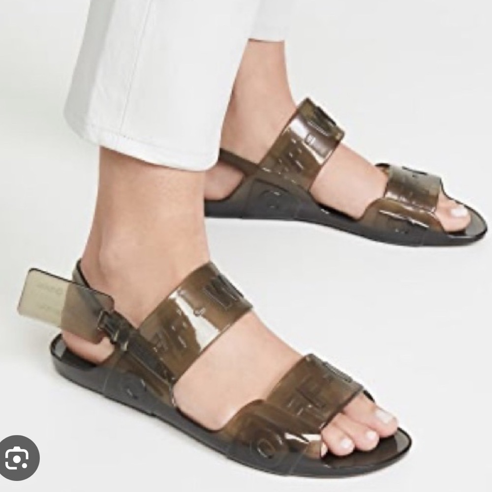 Off-White Black and Brown Sandals with Modern Double Strap